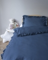 Pościel Niemowlęca z falbanką 90x120 Bawełniana 2 cżęściowa Granatowa Denim