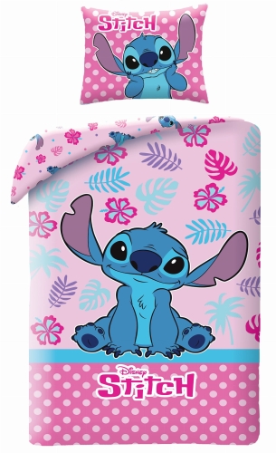 Pościel  bawełniana 140x200 Lilo i Stitch Młodzieżowa różowa