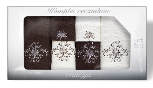Komplet ręczników Finezja 6 szt.  Upominkowy Krem/Brąz