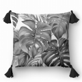 Poszewka Dekoracyjna 45x45 Kwiatowa Monstera Grafitowa