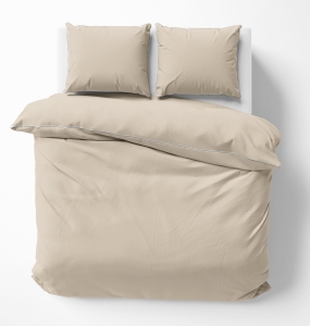 Pościel Pure z Makosatyny bawełnianej 220x200 Beżowa Piaskowa Premium   