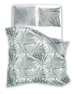 Pościel Satynowa 160x200 Milagro Liście Kwiaty Miętowa