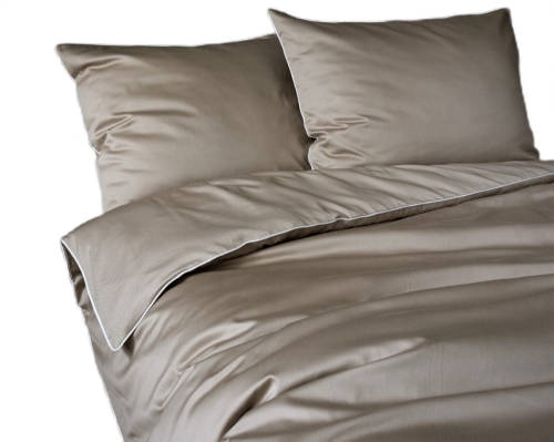 Pościel Pure z Makosatyny bawełnianej 180x200 C. Beżowa Taupe Premium  