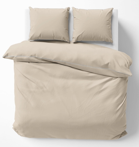 Pościel Pure z Makosatyny bawełnianej 180x200 Beżowa Piaskowa Premium   