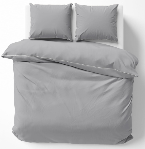 Pościel Pure z Makosatyny bawełnianej 220x200 Jasna Szara Premium 