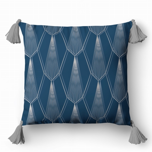 Poszewka Dekoracyjna 45x45 Mozaika srebrna na niebieskim