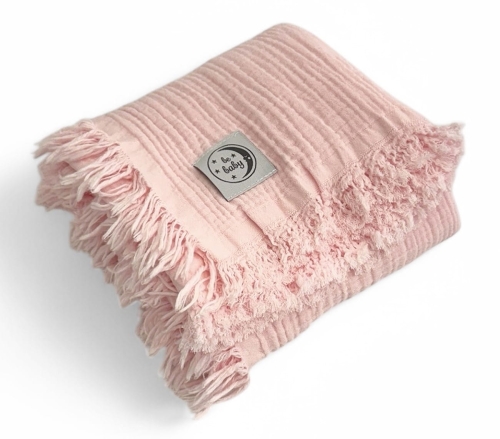 Kocyk dziecięcy 100x120 Muślinowy Be Baby Różowy miękki