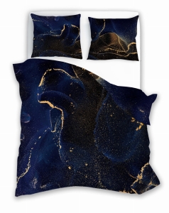 Pościel Satynowa 140x200 Cyfrowo drukowana Nobile Marmur granatowa
