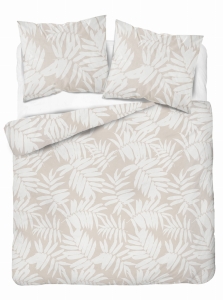 Pościel Bawełniana 220x200cm Liście Beżowa jasna