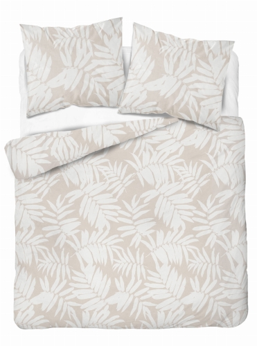 Pościel Bawełniana 220x200cm Liście Beżowa jasna