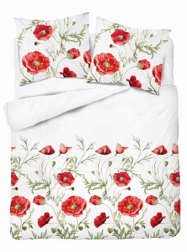 Pościel Bawełniana 220x200cm Kwietna Łąka maki czerwone