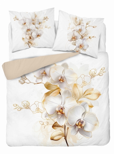 Pościel Holenderska 160x200 Kwiaty Orchidea Storczyk na jasnym tle Holland Premium 