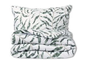Pościel Satynowa 160x200 EXCLUSIVE Liście w odcieniach zieleni
