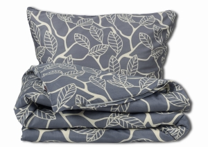 Pościel Satynowa 220x200 EXCLUSIVE  Drzewo Liscie w odcieniach popielu Wiosenna    