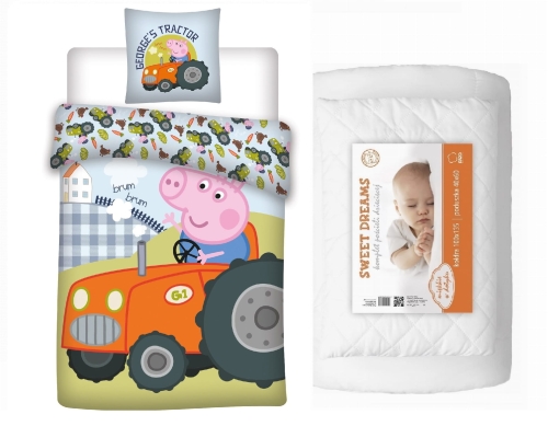 Komplet do łóżeczka 100x135 Kołdra + Pościel Peppa Świnka Bajka 