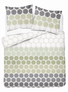 Pościel Satynowa 160x200 Kropki Zielono-Szara