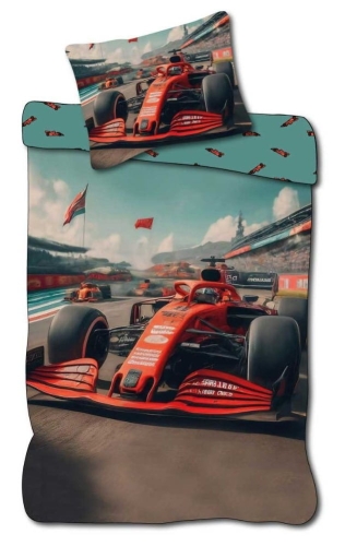 Pościel Młodzieżowa 140x200 Bawełniana  Formuła 1 Ferrari Bolid Car  