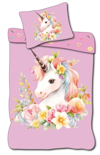 Pościel młodzieżowa 140x200 Jednorożec Różowy Unicorn