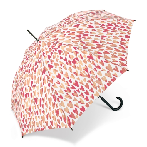 Parasol Benetton Long  wzór Serca Różowe