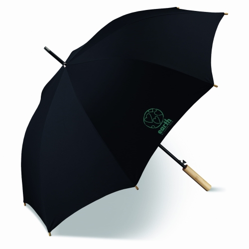 Parasol Happy Rain Earth AC Long Czarny z uchwytem bambusowym Eco