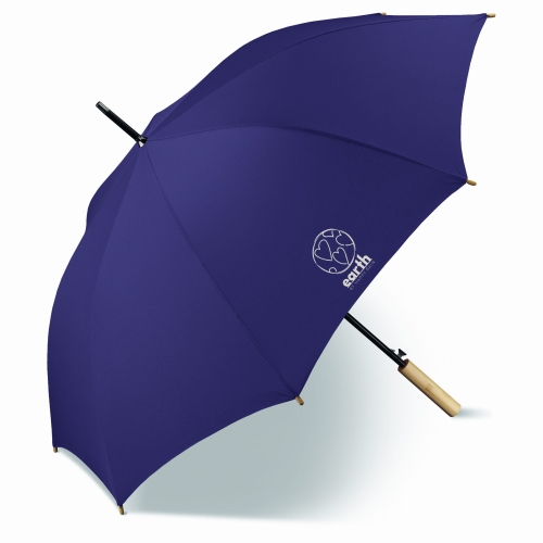 Parasol Happy Rain Earth AC Long Granatowy z uchwytem bambusowym Eco    