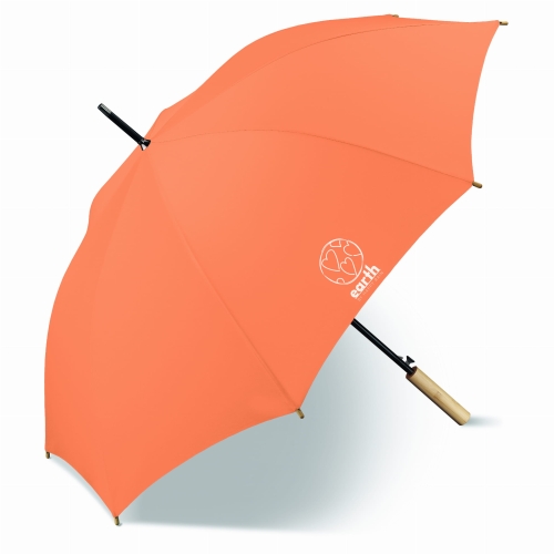 Parasol Happy Rain Earth AC Long Pomarancz/Orange z uchwytem bambusowym Eco   