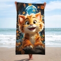 Ręcznik Plażowy Kąpielowy XXL 100x180 SUMMER Kotek Rudy