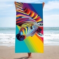 Ręcznik Plażowy Kąpielowy XXL 100x180 SUMMER Zebra Tęczowa Kolorowa