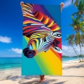 Ręcznik Plażowy Kąpielowy XXL 100x180 SUMMER Zebra Tęczowa Kolorowa