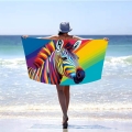 Ręcznik Plażowy Kąpielowy 70x140 SUMMER Zebra Tęczowa Kolorowa 