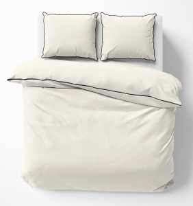 Pościel Pure z Makosatyny bawełnianej 160x200 Kremowa Ekri Premium   