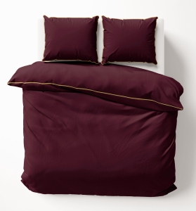 Pościel Pure z Makosatyny bawełnianej 180x200 Bordowa Premium   