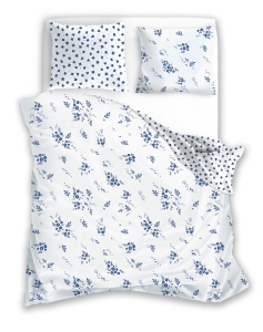 Pościel Satynowa 160x200 Milagro Kwiatki Niebieskie