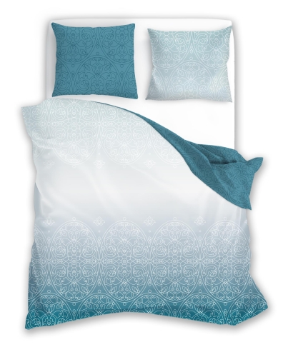 Pościel Satynowa 160x200 Milagro Ornament w odcieniach turkusu