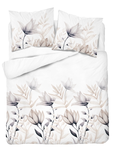 Pościel Bawełniana 160x200cm Kwiaty beżowe na jasnym tle