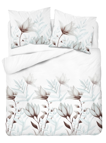 Pościel Bawełniana 160x200cm Kwiaty miętowe na jasnym tle