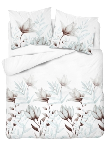 Pościel Bawełniana 220x200cm Kwiaty miętowe na jasnym tle