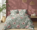 Pościel Bawełniana 220x200cm Kwiaty na miętowym tle  
