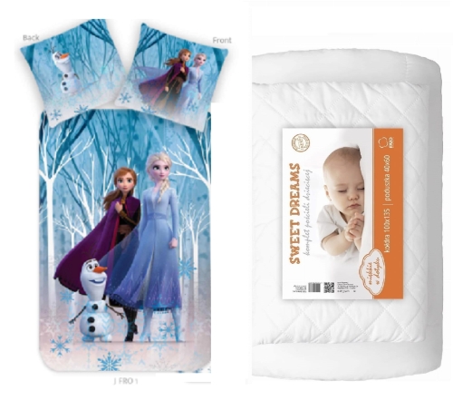 Komplet do łóżeczka 100x135 Kołdra + Pościel Frozen Kraina Lodu Dziecięca 