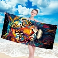 Ręcznik Plażowy Kąpielowy 100x180 SUMMER XXL Tygrys Kolorowy Wakacyjny 