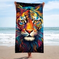 Ręcznik Plażowy Kąpielowy 100x180 SUMMER XXL Tygrys Kolorowy Wakacyjny 