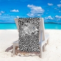 Ręcznik Plażowy Kąpielowy 100x180 SUMMER XXL Pantera Biała Czarna 