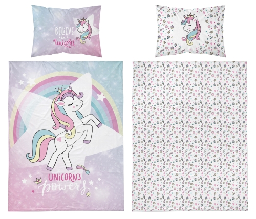 Pościel niemowlęca 100x135 Jednorożec kolorowy Unicorn BAWEŁNA 