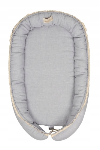 Gniazdko niemowlęce Prestige Linen 55x80 szary materacyk 