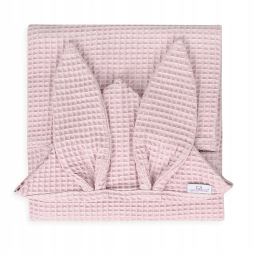 Okrycie kąpielowe 70x140 Bunny królik różowe wafel ręcznik z kapturkiem
