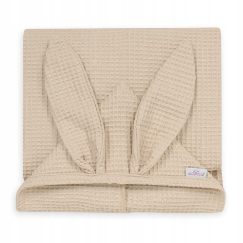 Okrycie kąpielowe 70x140 Bunny królik beżowe wafel ręcznik z kapturkiem 