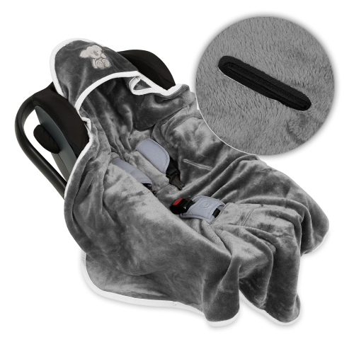 Kocyk z mikrofazy z kapturkiem 95x95 Koala grafitowy