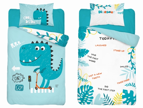 Pościel do łóżeczka bambusowa Dino T-rex 100x135 DETEXPOL  