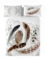  Pościel Satyna Bawełniana PRESTIGE 160x200 Pióra biała/beżowa