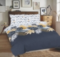 Pościel Bawełniana 160x200 UNIVERSAL Kwiaty na granacie
